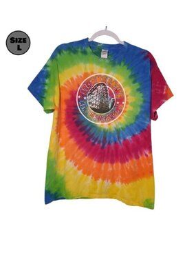 Kentucky Kingdom Storm Chaser Roller Coaster USED Shirt (L, Tie-Dye, Wind)